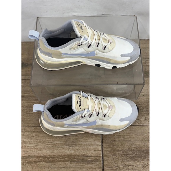 Nike Air Max 270 React Women's Shoes CT1287 100 White Light Blue Cream Size 7 - Picture 9 of 10
